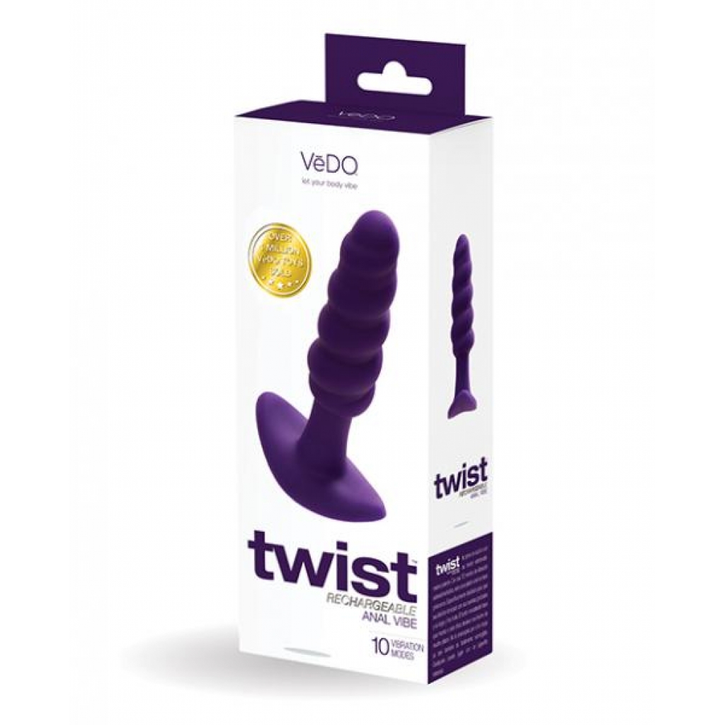 Vedo Twist Rechargeable Anal Plug - Purple