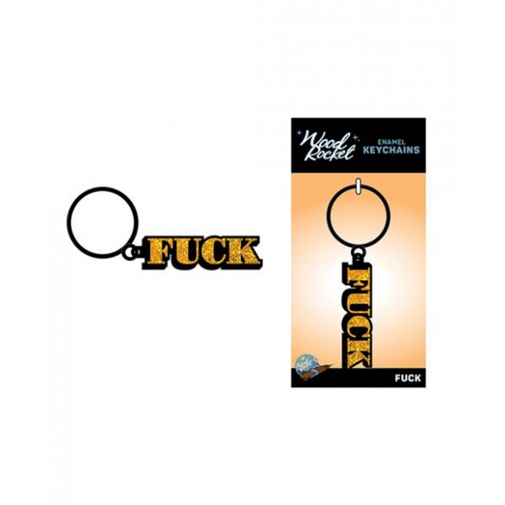 Wood Rocket Fuck Keychain - Gold