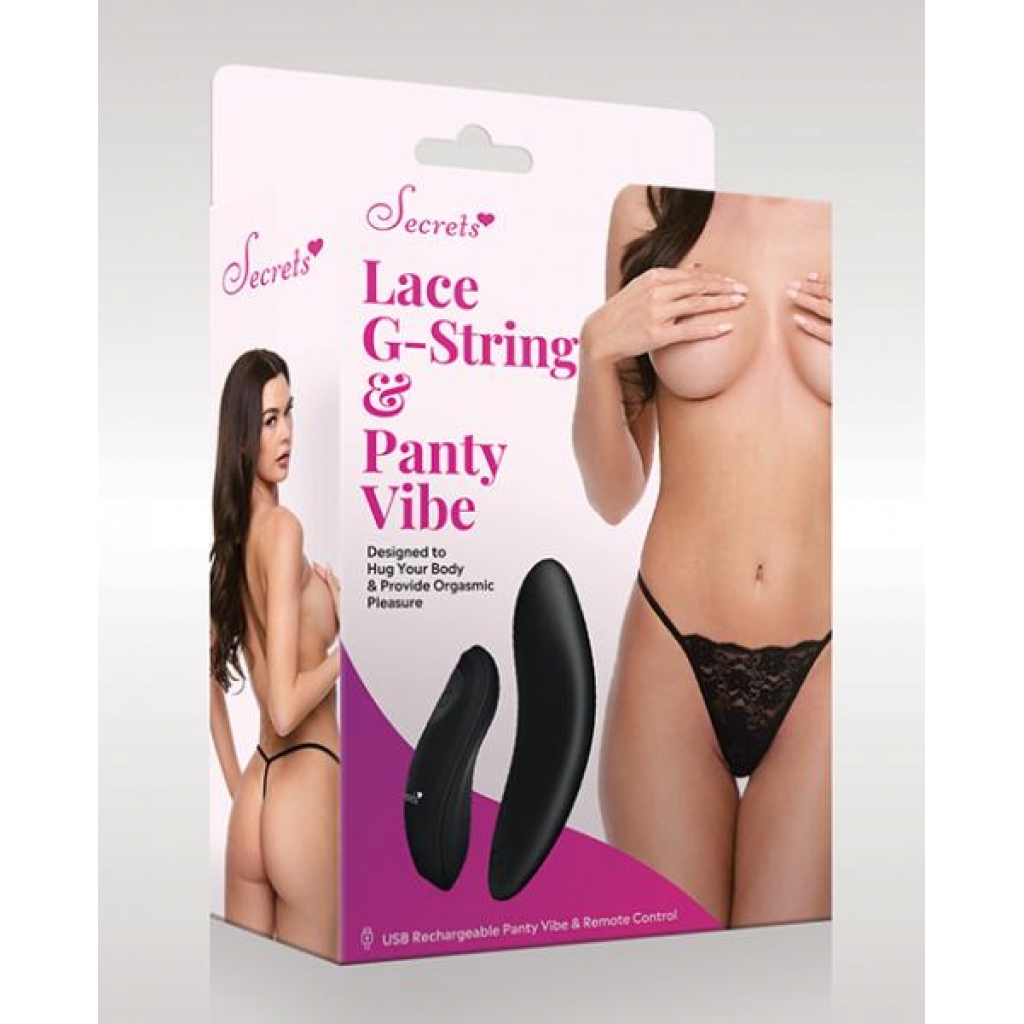 Secrets Lace G-string & Panty Vibrator - Black