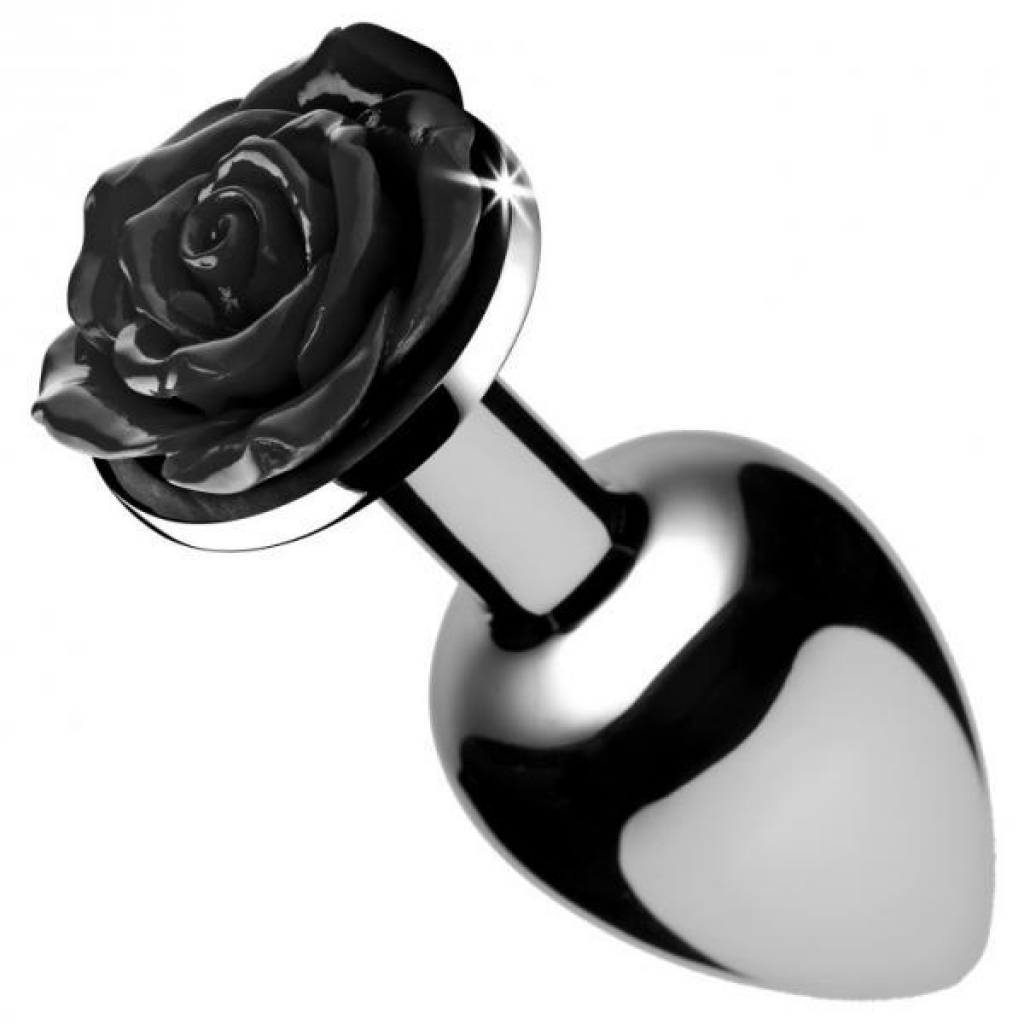 Booty Sparks Black Rose Anal Plug - Small Silver