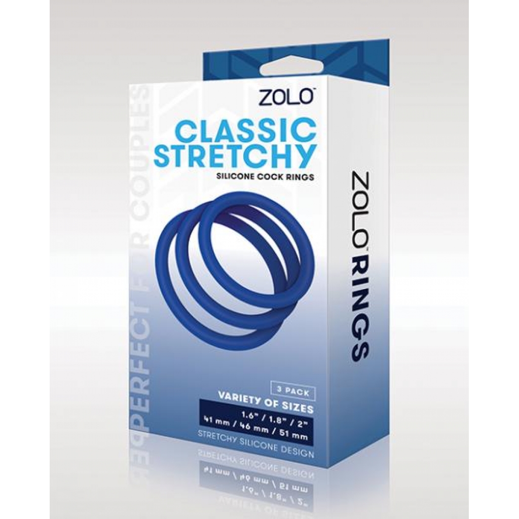 Zolo Stretchy Silicone Cock Rings - Blue