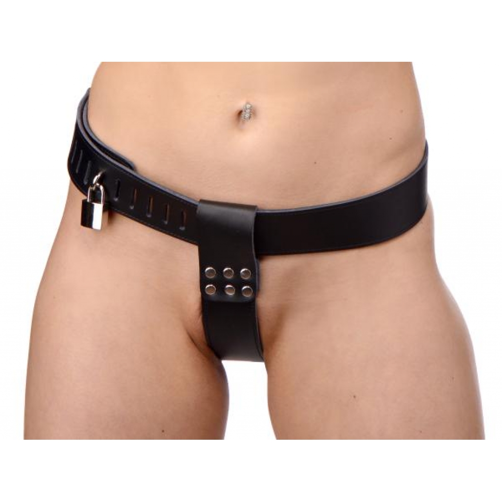 Adjustable Female Chastity Belt - Black