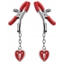 Captive Heart Padlock Nipple Clamps - Red