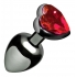 Crimson Tied Scarlet Heart Shaped Jewel Anal Plug - Silver