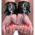 Locking Padded Wrist Cuffs with Chain - Black