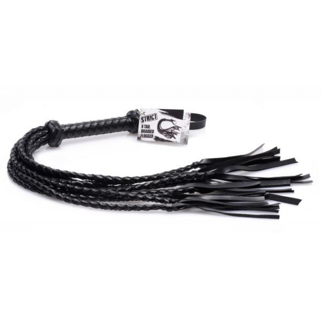 8-Tail Braided Flogger in Black Leather