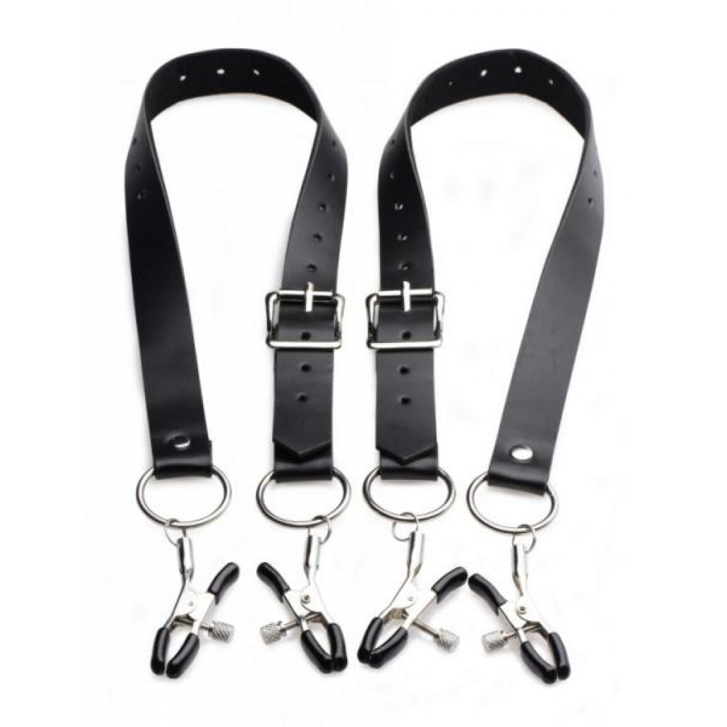 Spread Labia Spreader Straps with Clamps Black