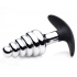 Dark Hive Metal, Silicone Ribbed Anal Plug - Silver