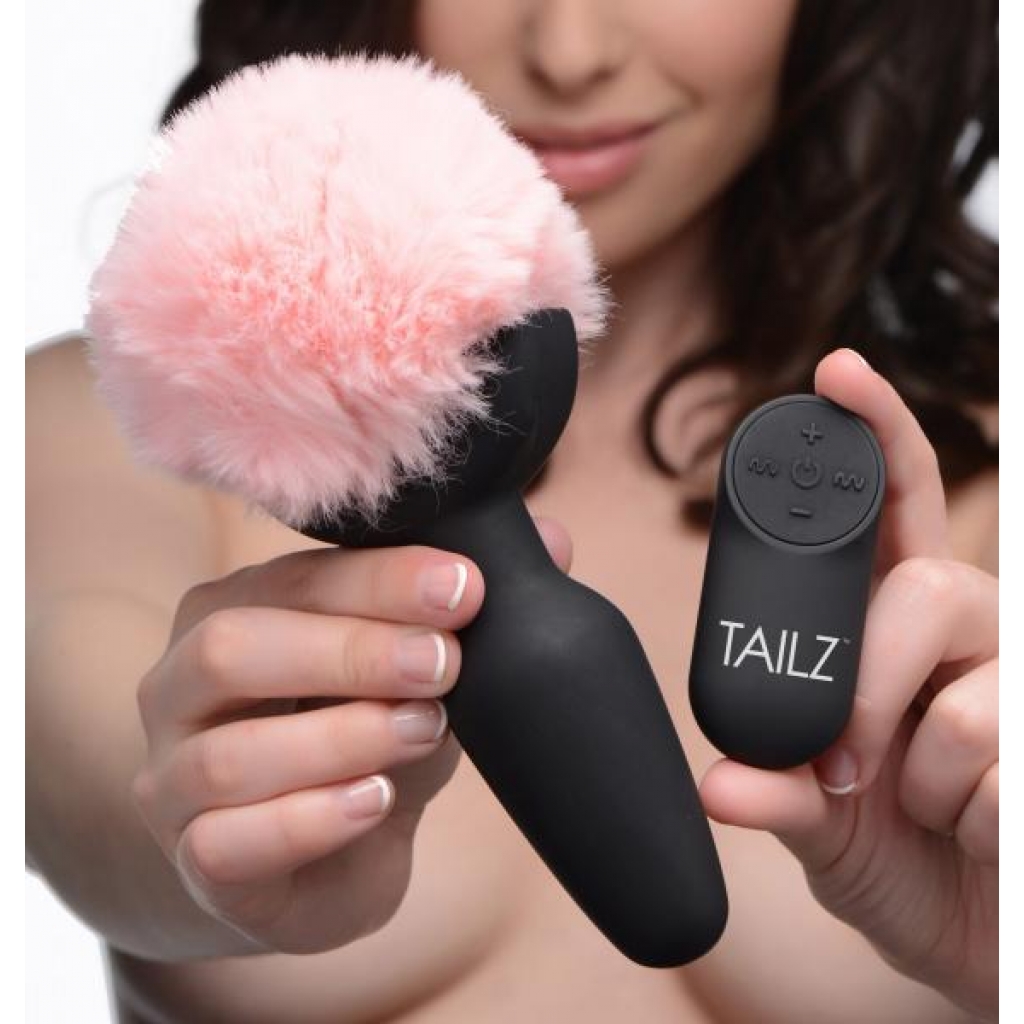 Pink Bunny Tail Vibrating Anal Plug - Playful Pleasure