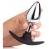 Dark Invader Aluminum Silicone Anal Plug - Medium Silver