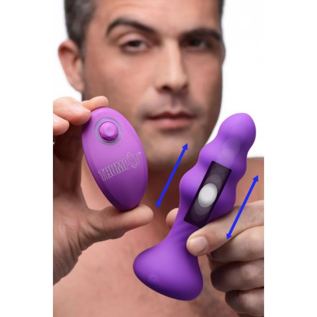 7x Slim Ribbed Thumping Silicone Anal Plug - Purple