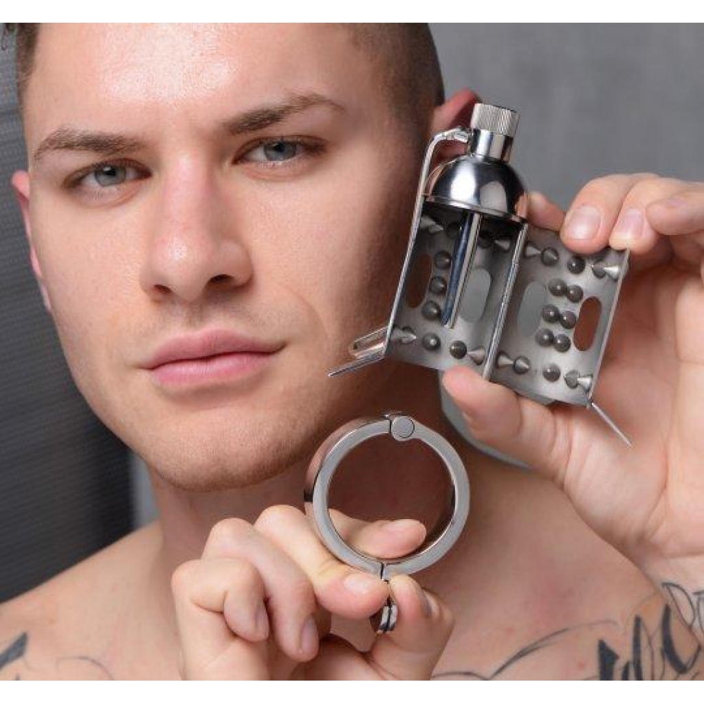 Spiked Chamber Chastity Cage Silver