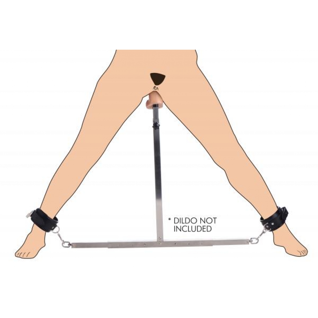 Squat Anal Impaler with Spreader Bar and Cuffs - Silver