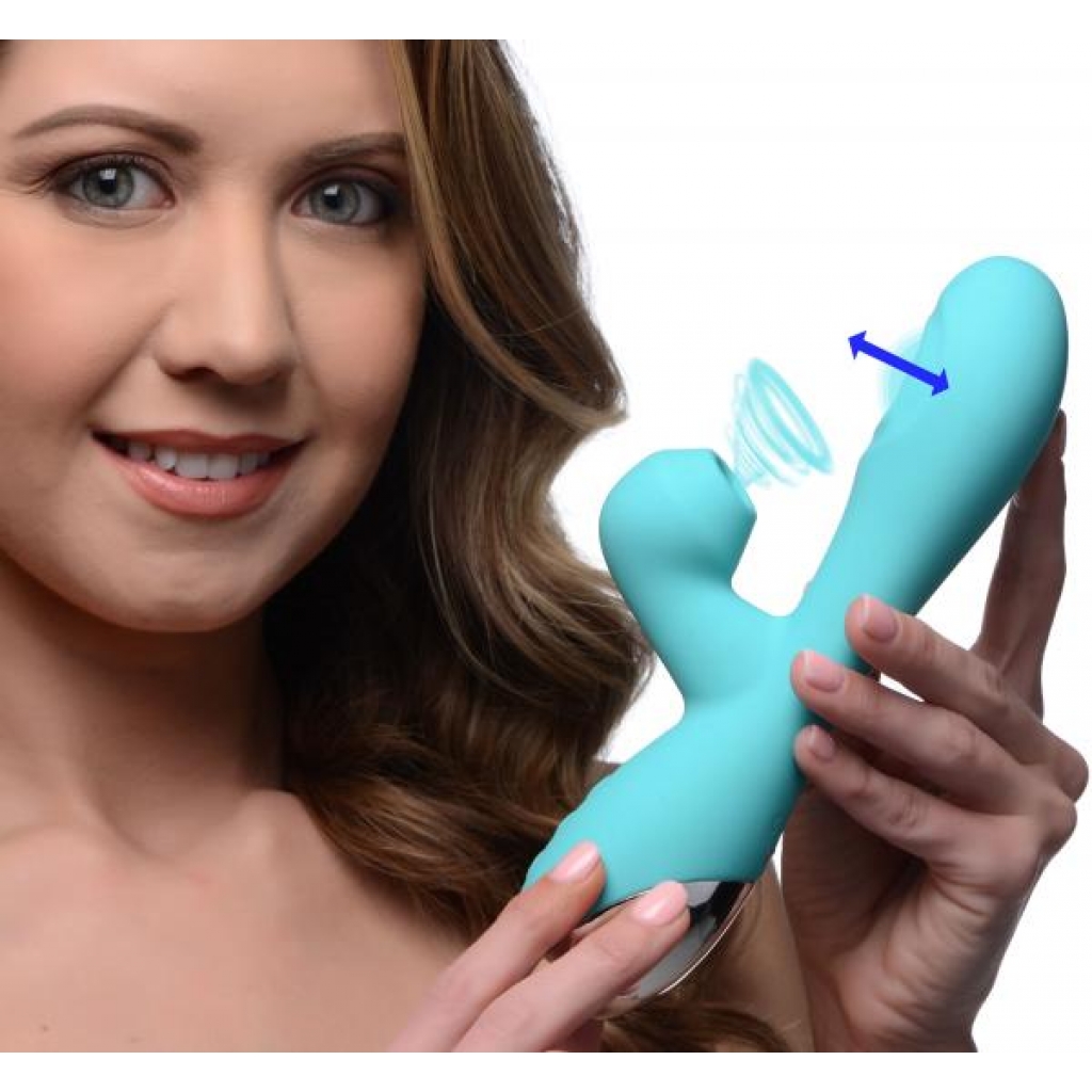 10x Silicone Suction Rabbit Vibrator - Teal Blue