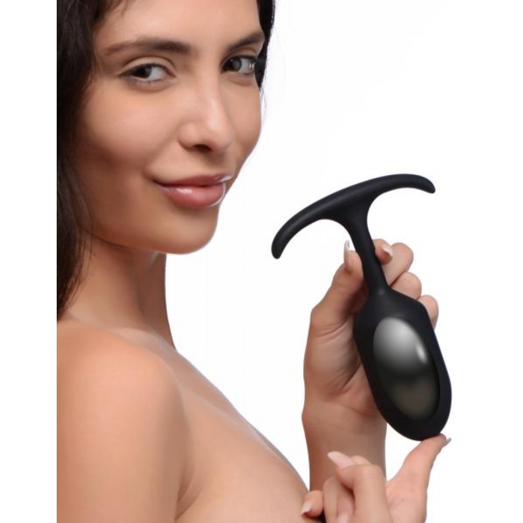 Premium Silicone Weighted Anal Plug - Large Black