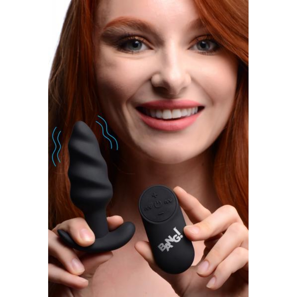 Remote Control Silicone Swirl Butt Plug - Black