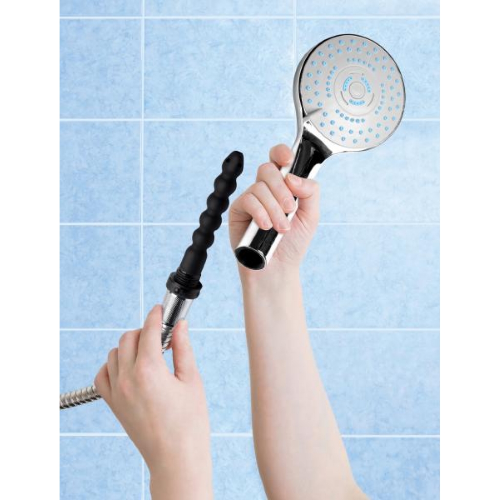 Shower Head with Silicone Enema Nozzle - Silver