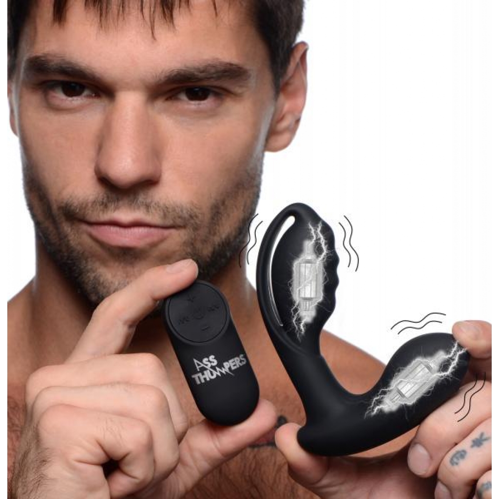 7x Power P-stim Hollow Silicone Prostate Plug - Black