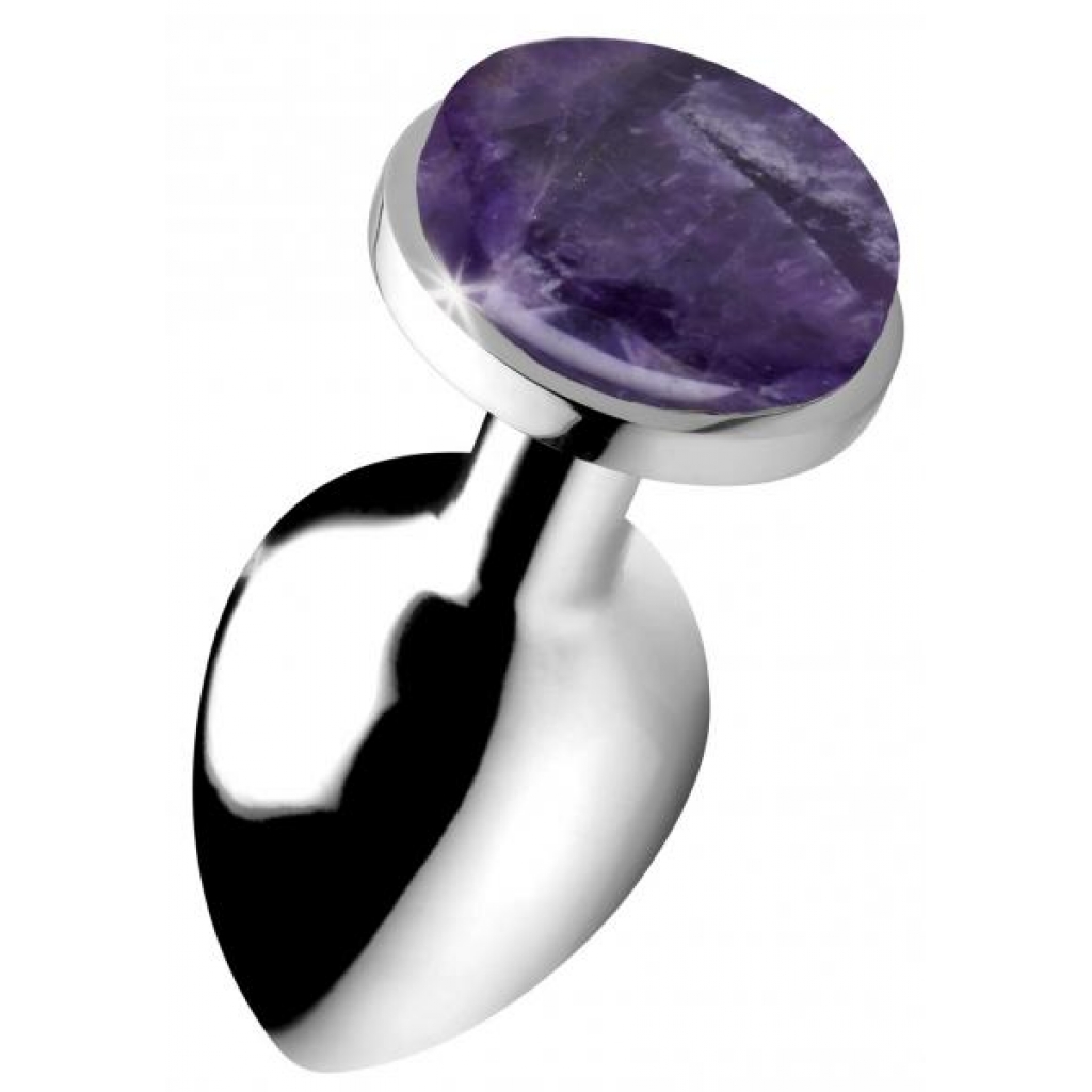 Genuine Amethyst Gemstone Anal Plug - Large Smoke