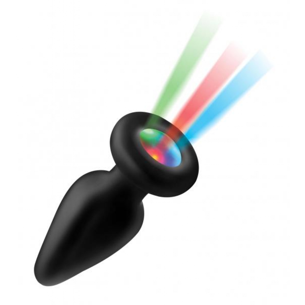 Light Up Silicone Anal Plug - Medium Black