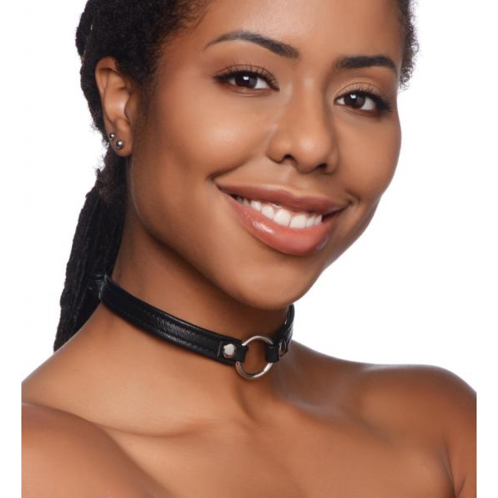 Sex Pet Leather Choker with Silver Ring - Symbol of Affection