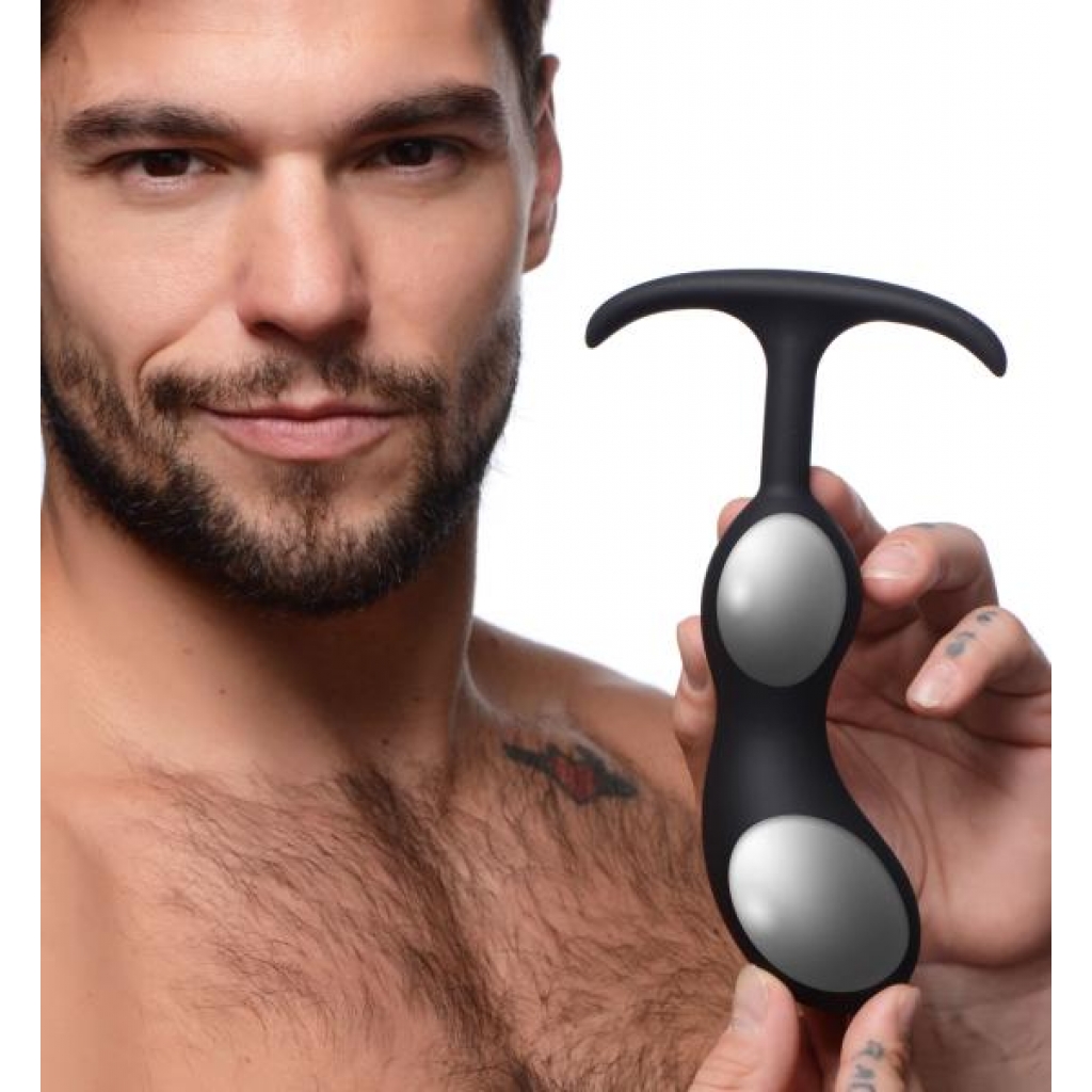 Premium Silicone Weighted Prostate Plug - Large Black