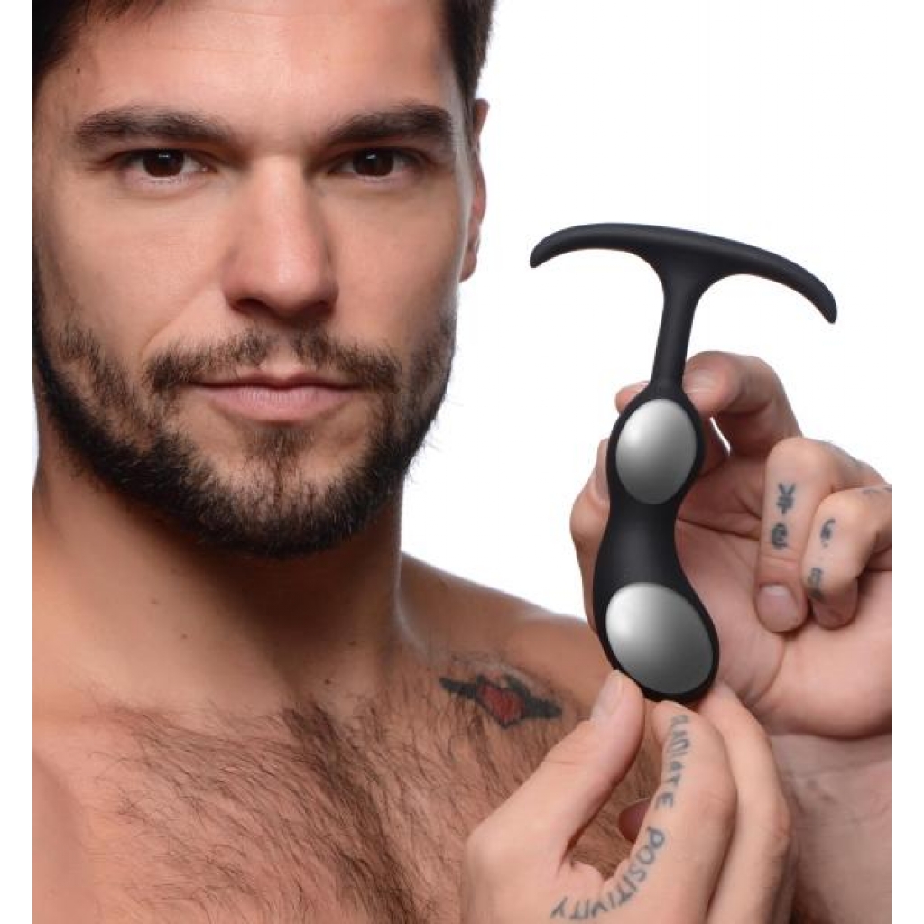 Premium Silicone Weighted Prostate Plug - Small - Black