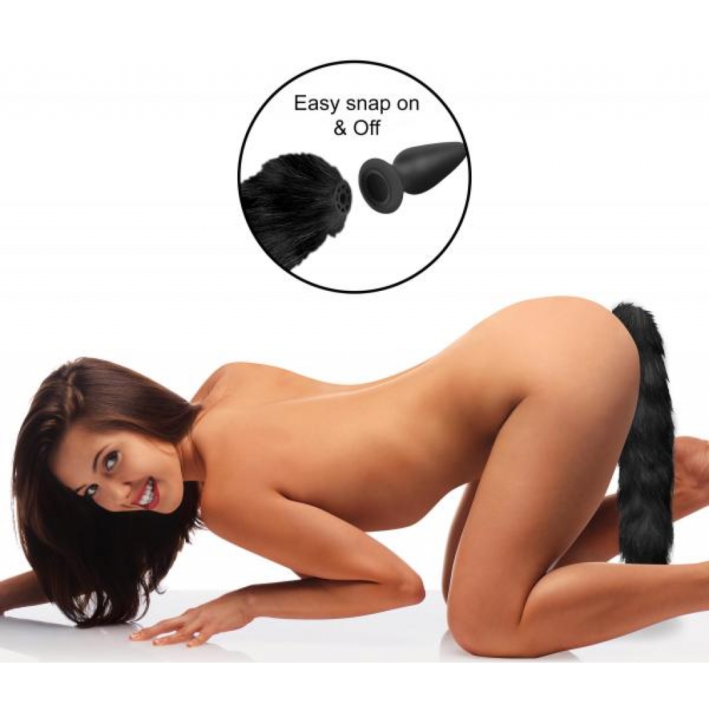 Interchangeable Black Fox Tail - Fetish Accessory