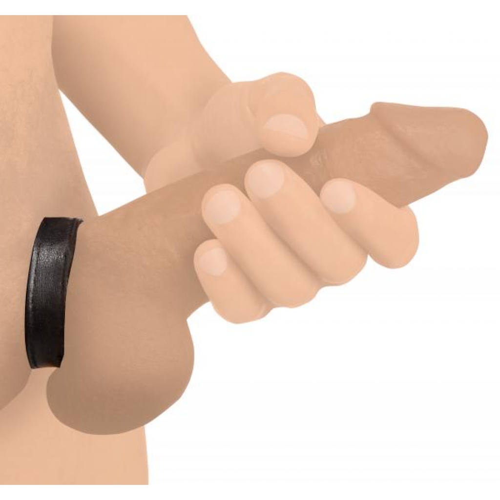 Leather and Velcro Cock Ring - Black