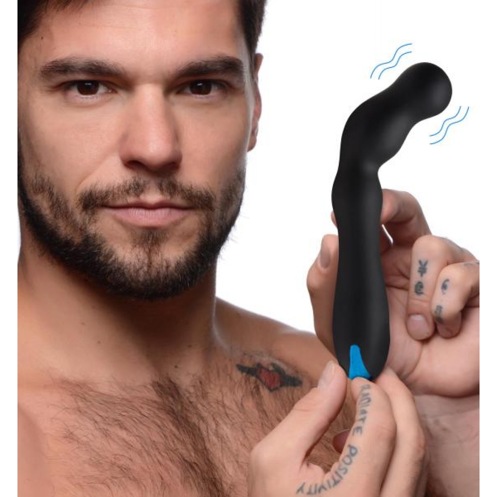 12x Silicone Beaded Prostate Vibrator - Black