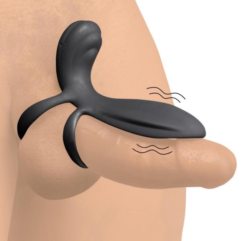 10x Silicone Vibrating Girth Enhancer with Remote Control - Black