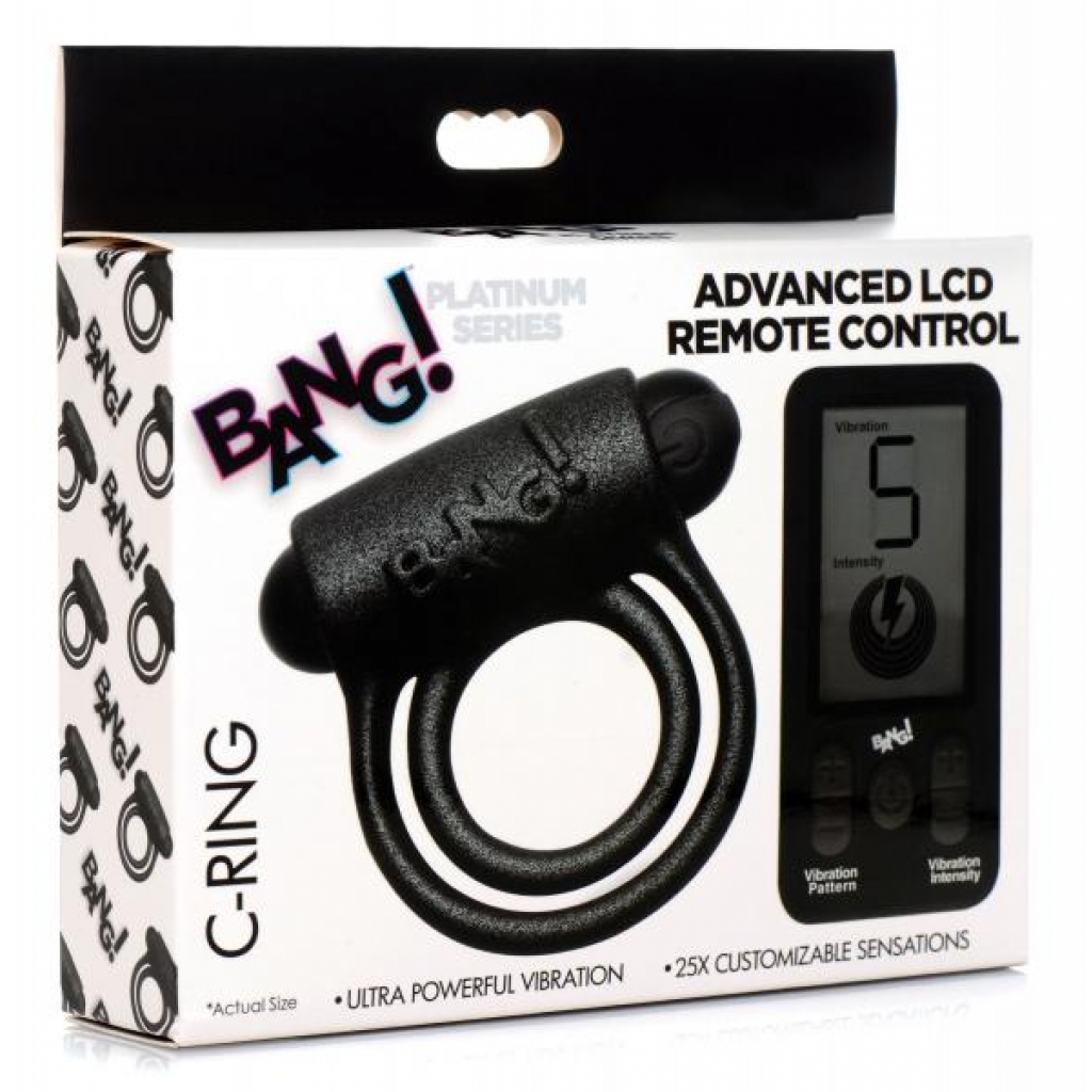 25x Vibrating Silicone Cock Ring with Remote Control - Black