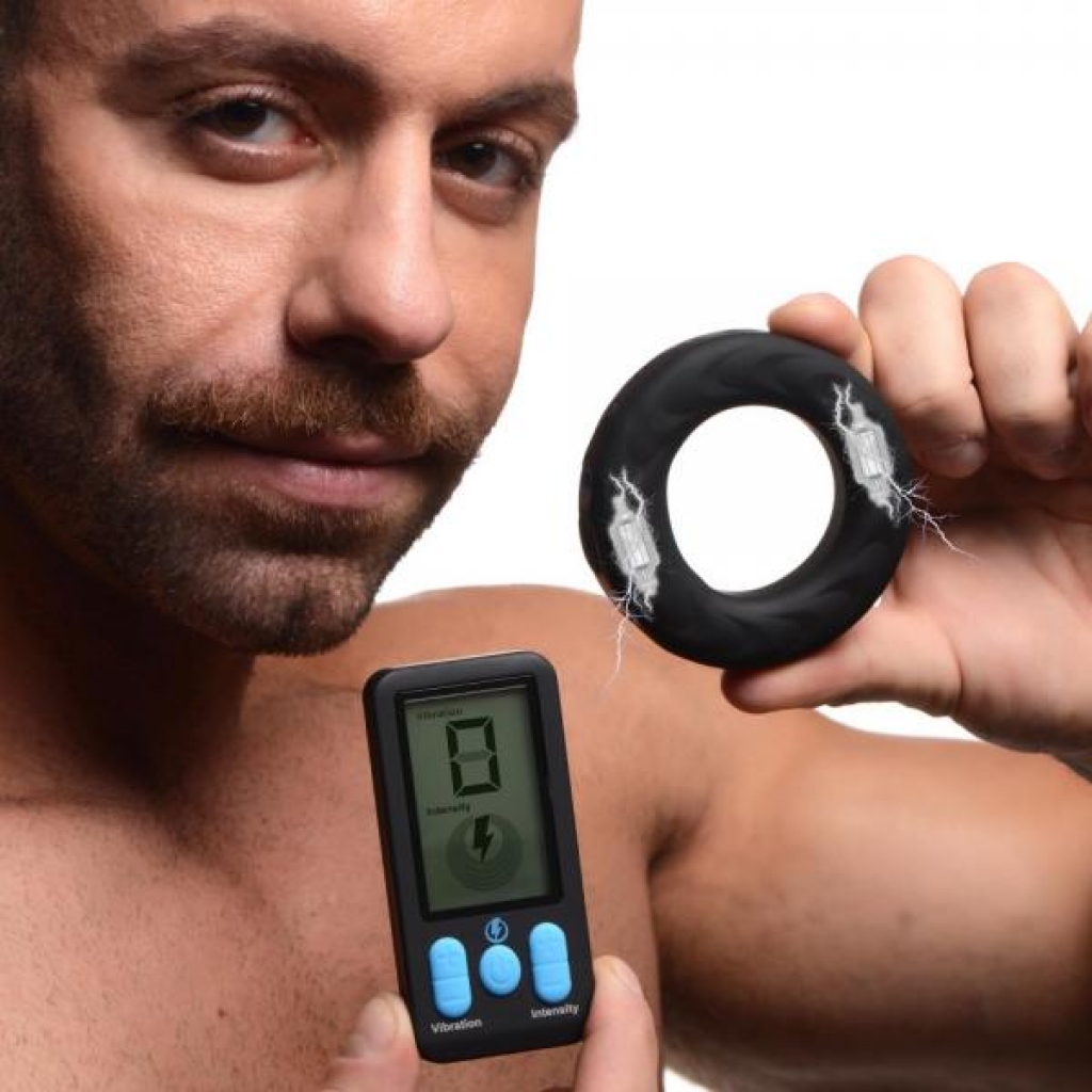 E-Stim Pro Silicone Vibrating Cock Ring - Small - Black