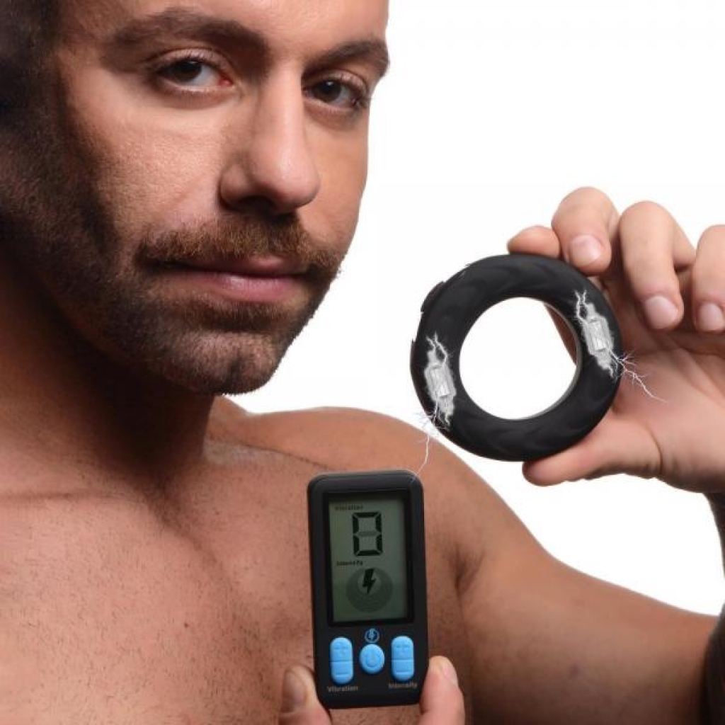 E-stim Pro Silicone Vibrating Cock Ring - Large Black