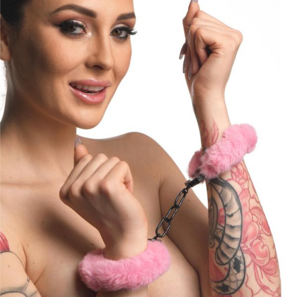 Cuffed In Fur Furry Handcuffs - Pink