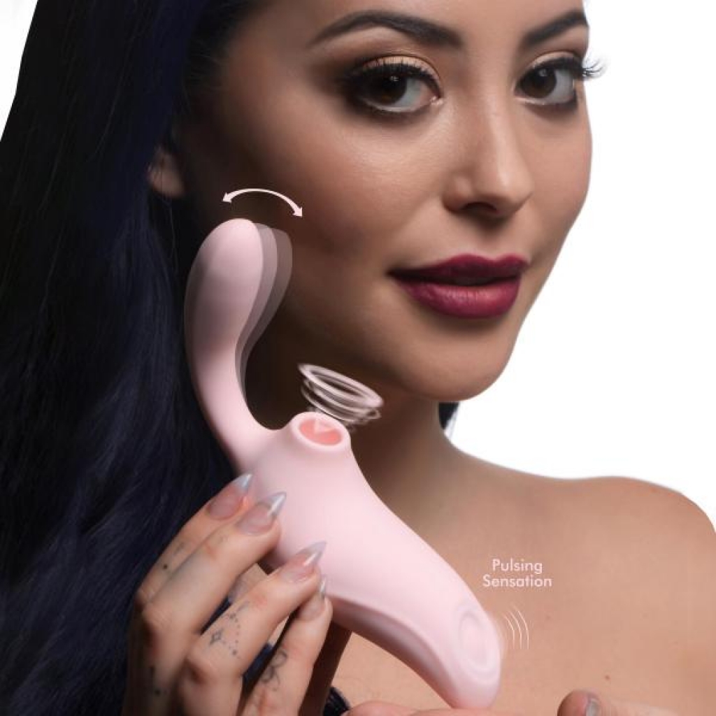 3 Way Elixir Sucking and Pulsing Vibrator - Pink