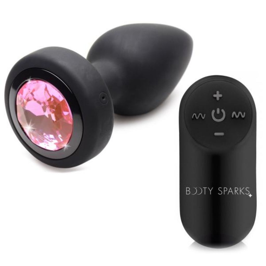 Vibrating Silicone Pink Gem Anal Plug - Small