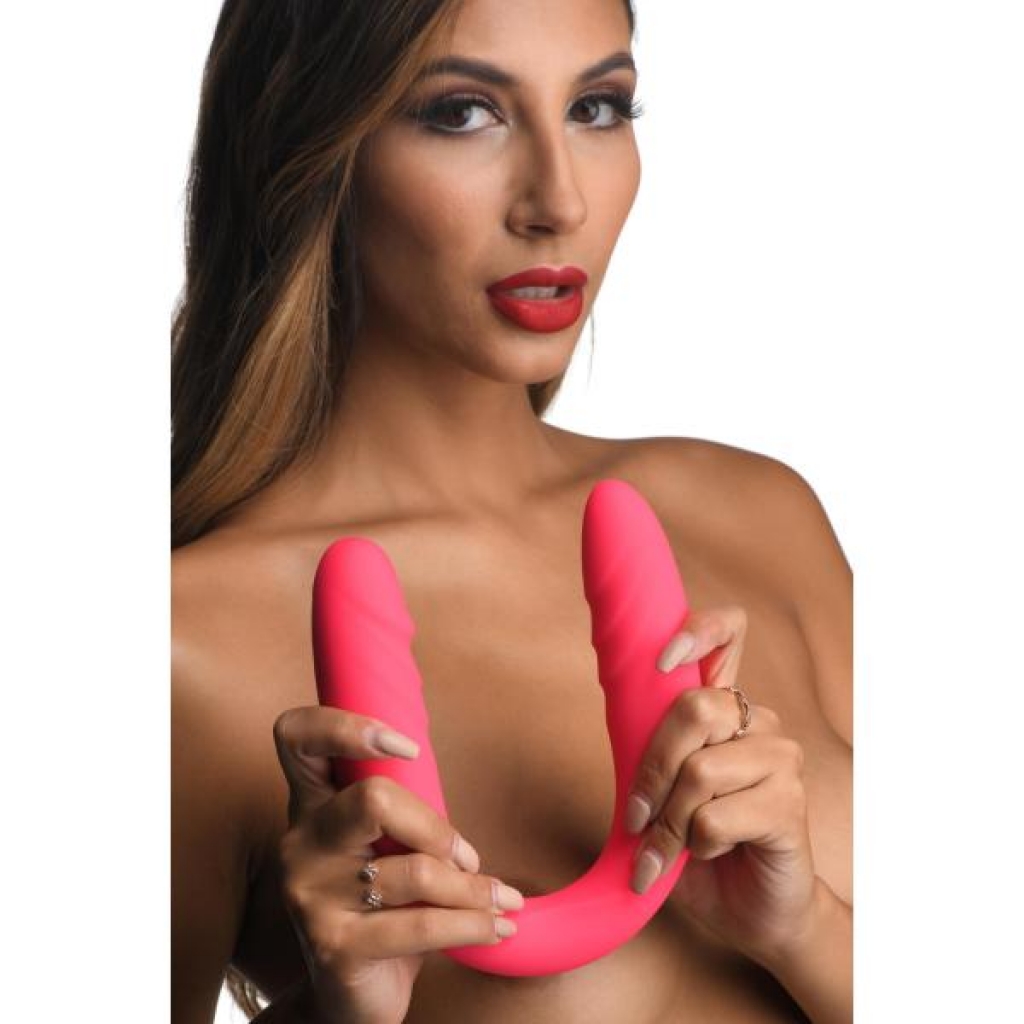 7x Double Down Silicone Vibrating Sleeve - Pink