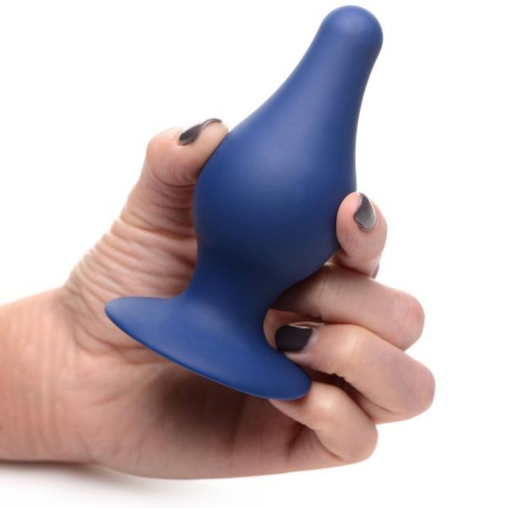 Squeezable Tapered Anal Plug - Large, Blue