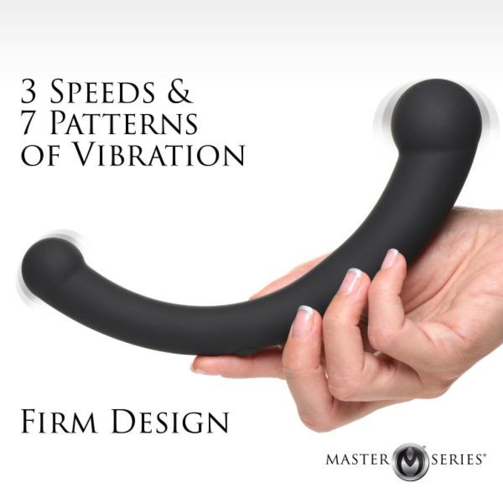 10x Vibra-crescent Vibrating Silicone Dual-ended Dildo - Black