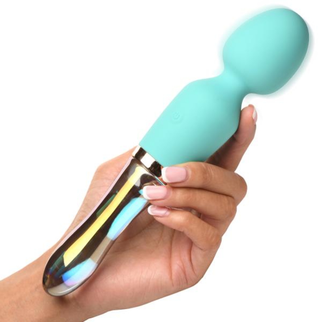 10x Turquoise Dual Ended Silicone And Glass Wand - Green