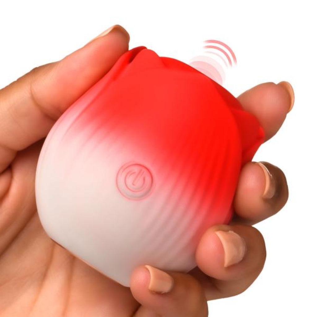 Pulsing Petals Throbbing Rose Clit Stimulator - Red White