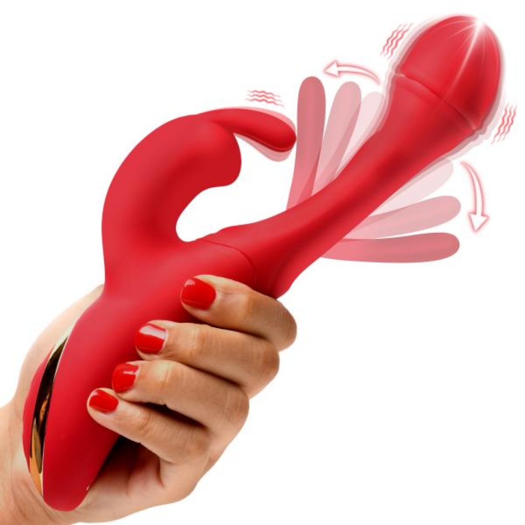 Flicking Silicone Rabbit Vibrator - Red