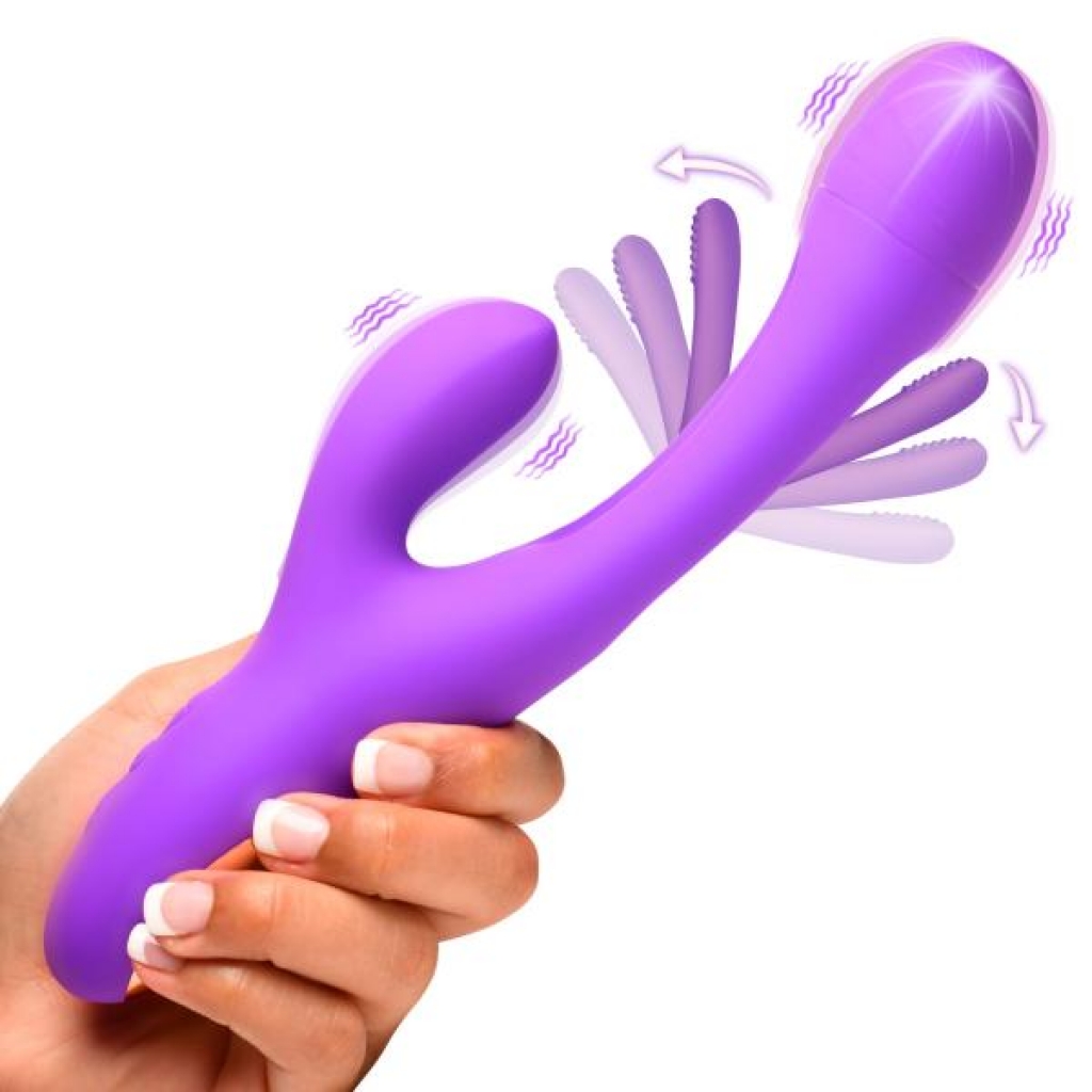 Tri Flick Silicone Flicking Rabbit Vibrator - Purple