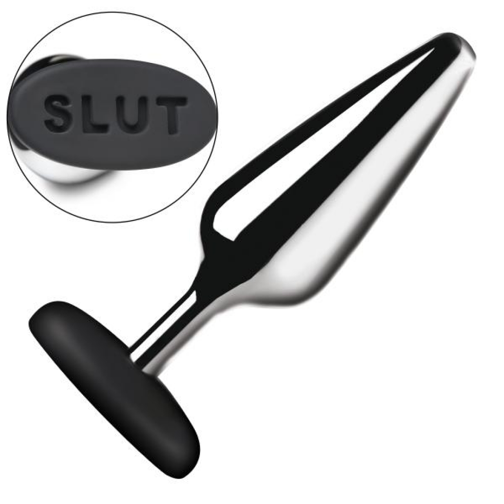 Butt Slut Metal and Silicone Butt Plug - Silver