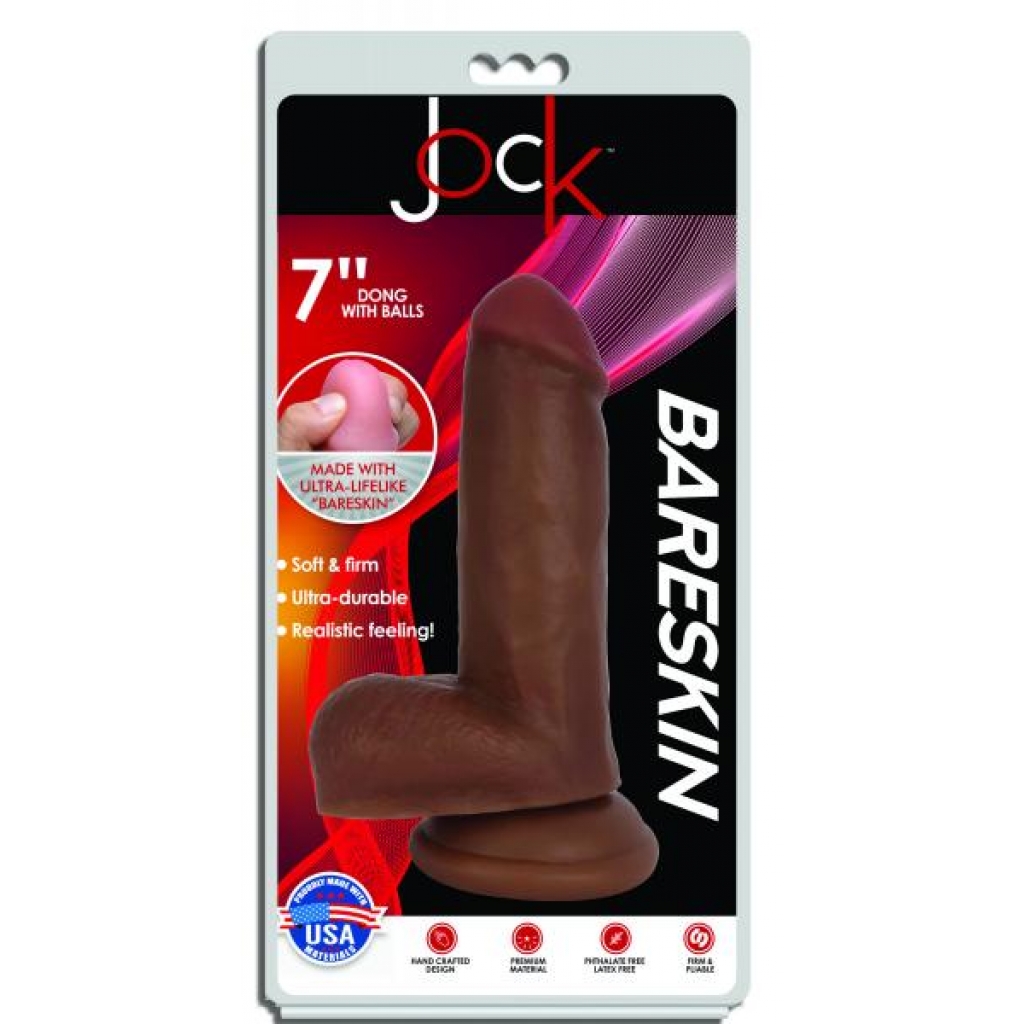 Jock Dark Bareskin Dildo With Balls - 7 Inch Brown