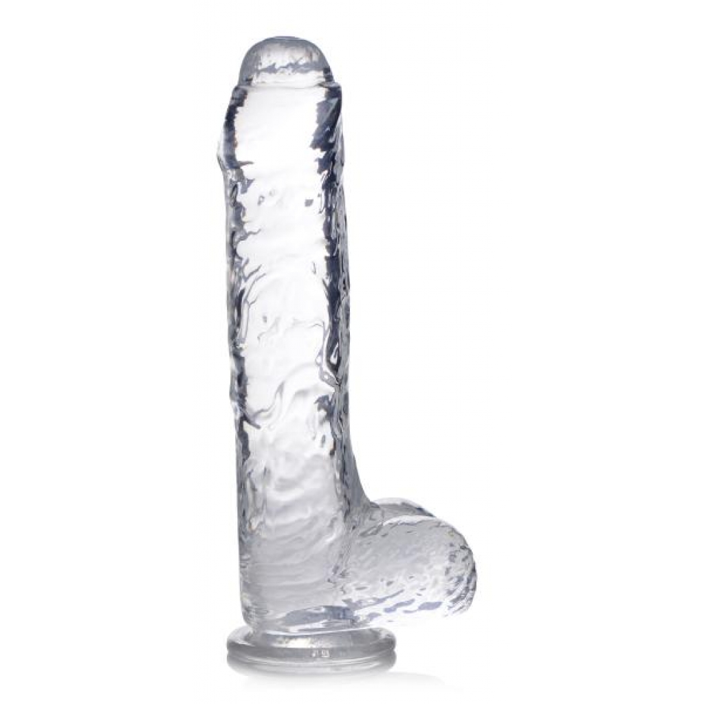 Jock C-thru Dildo with Balls - 9 Inch Clear