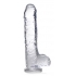 Jock C-thru Dildo with Balls - 9 Inch Clear