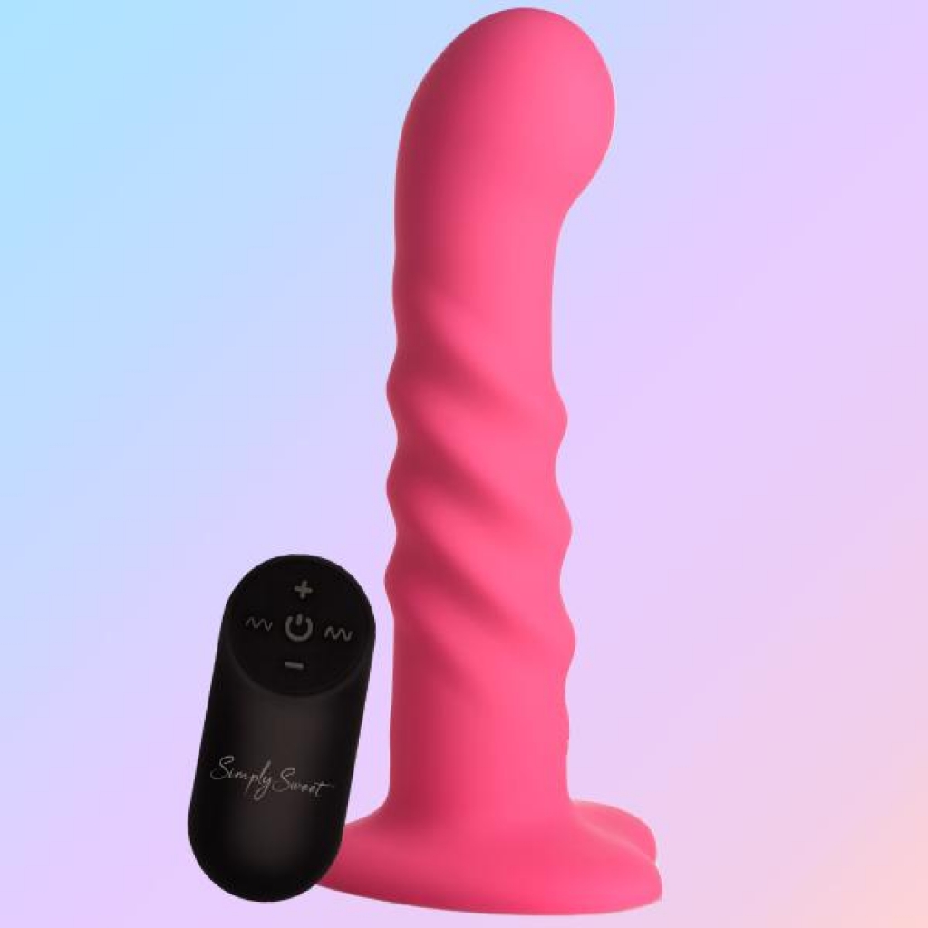 21x Vibrating Ribbed Pink Silicone Dildo