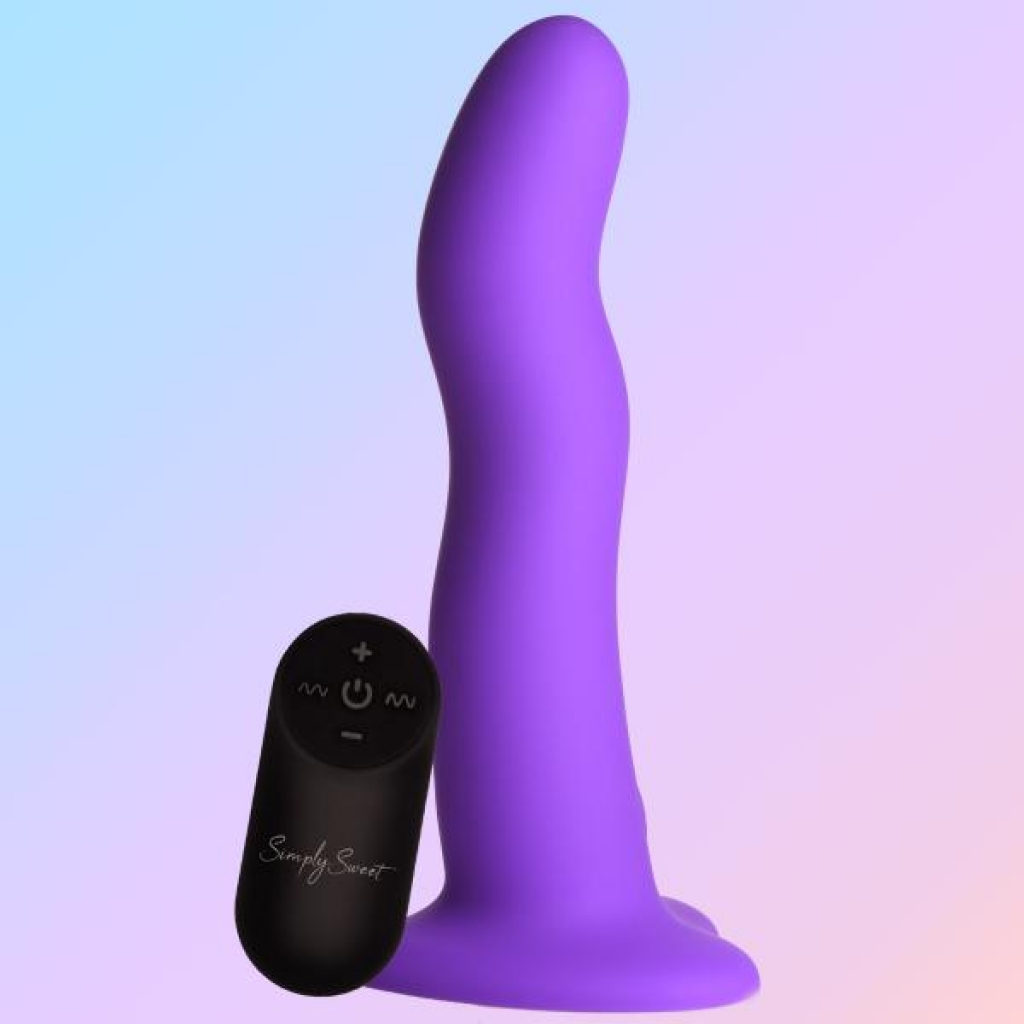 Vibrating Wavy Silicone Dildo - 21x Purple